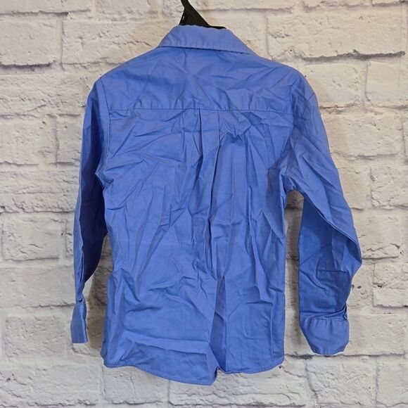 Chaps Boys Blue Point Collar Long Sleeve Dress Shirt Formal Wedding Fancy - Picture 9 of 9